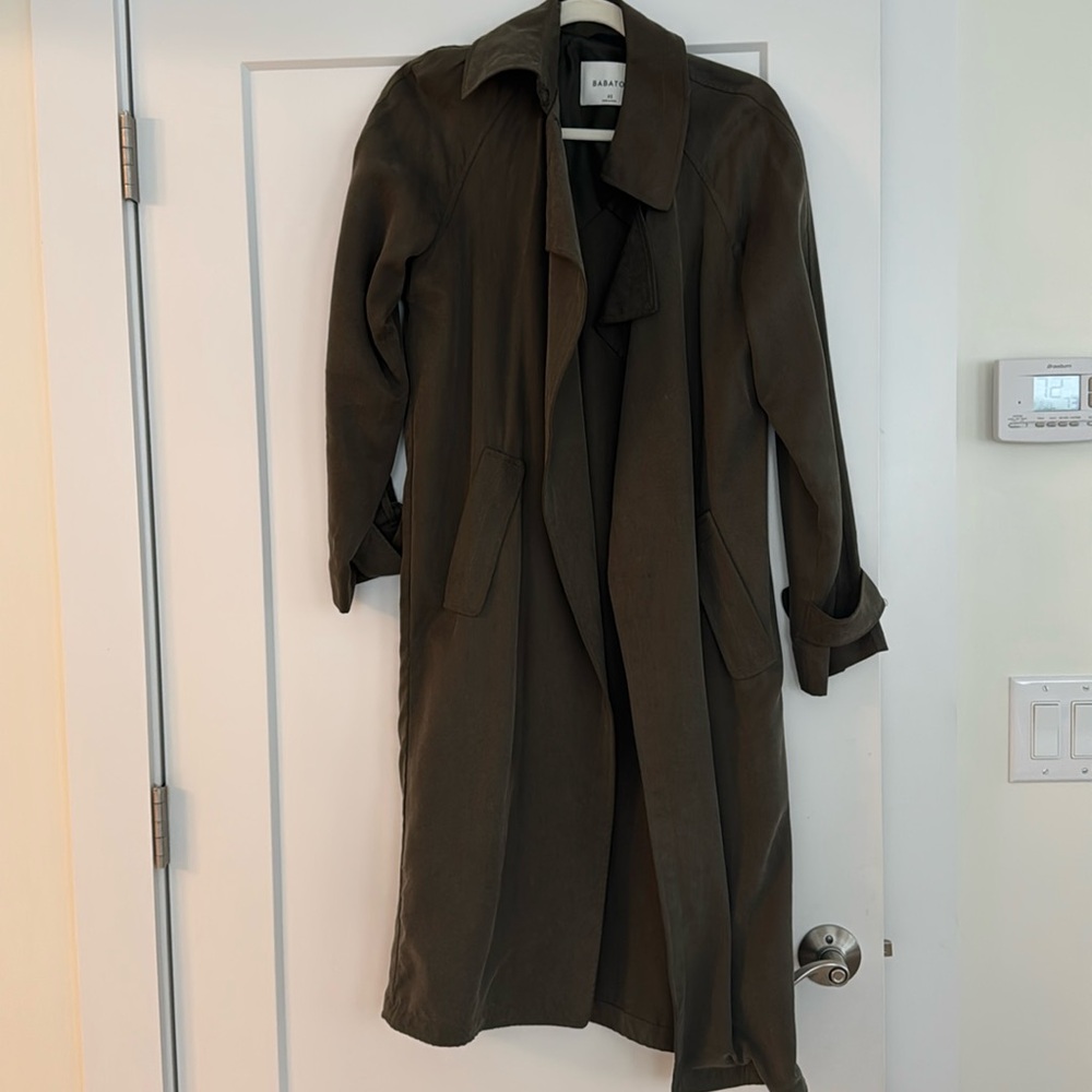 Green Aritzia trench coat